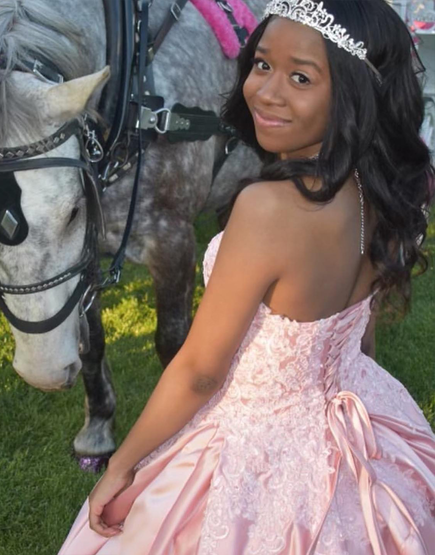 Pink Princess Sweetheart Satin Ball Gown Long Quinceanera Dress with Lace