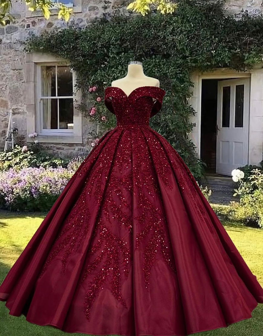 Sparkly Royal Blue Princess Ball Gown Satin Long Quinceanera Dress with Sequins