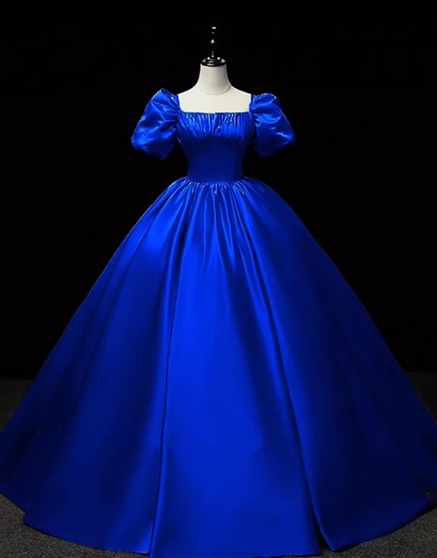 Sage Satin Square Neck Princess Ball Gown Long Quinceanera Dress with Sleeves