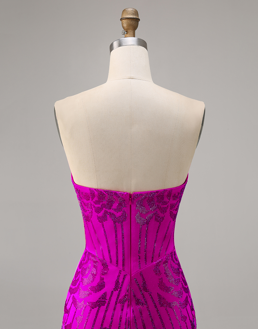 Sparkly Fuchsia Corset Tight Sweetheart Short Homecoming Dress