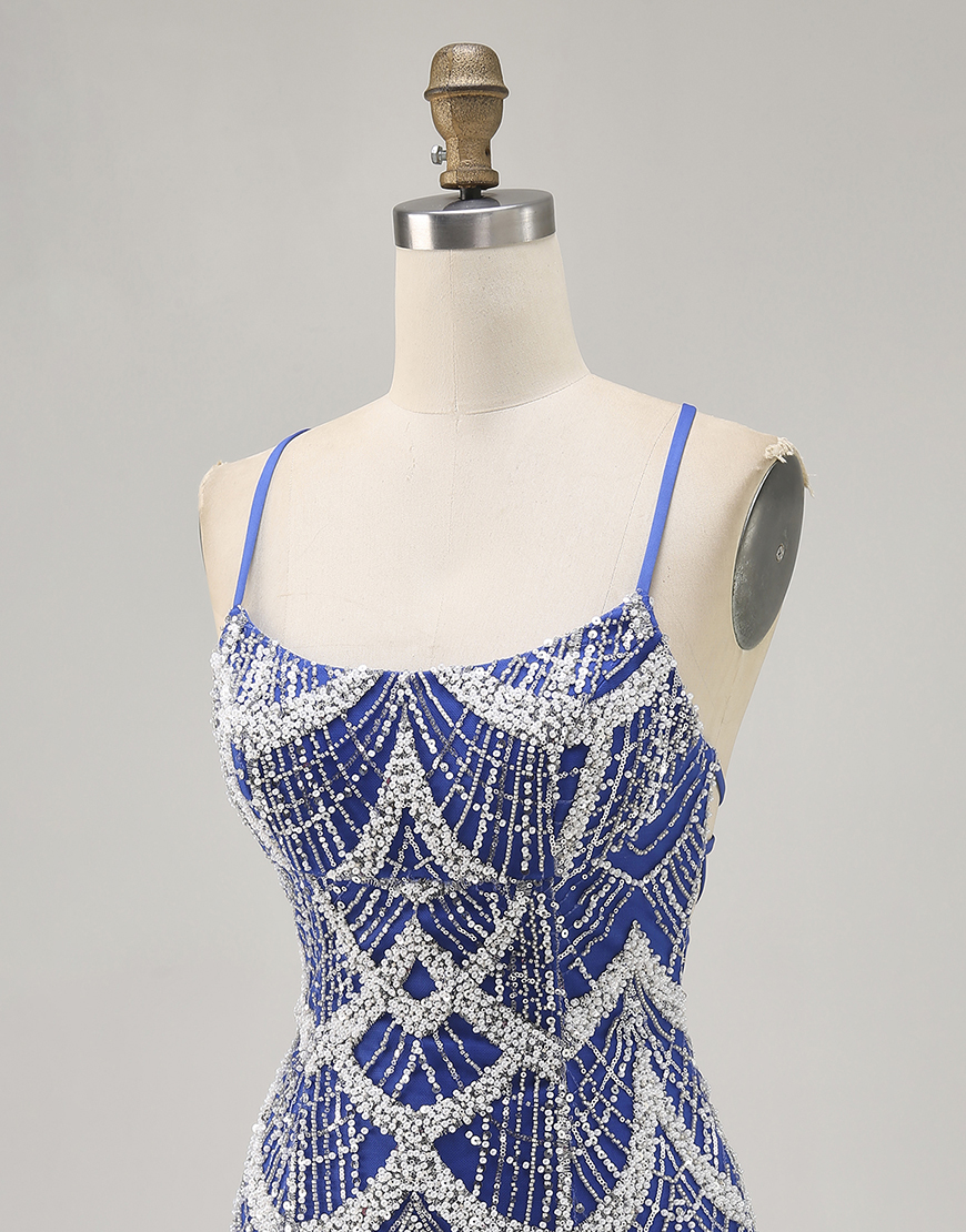 Sparkly Dark Green Tight Spaghetti Straps Short Homecoming Dress with Beading