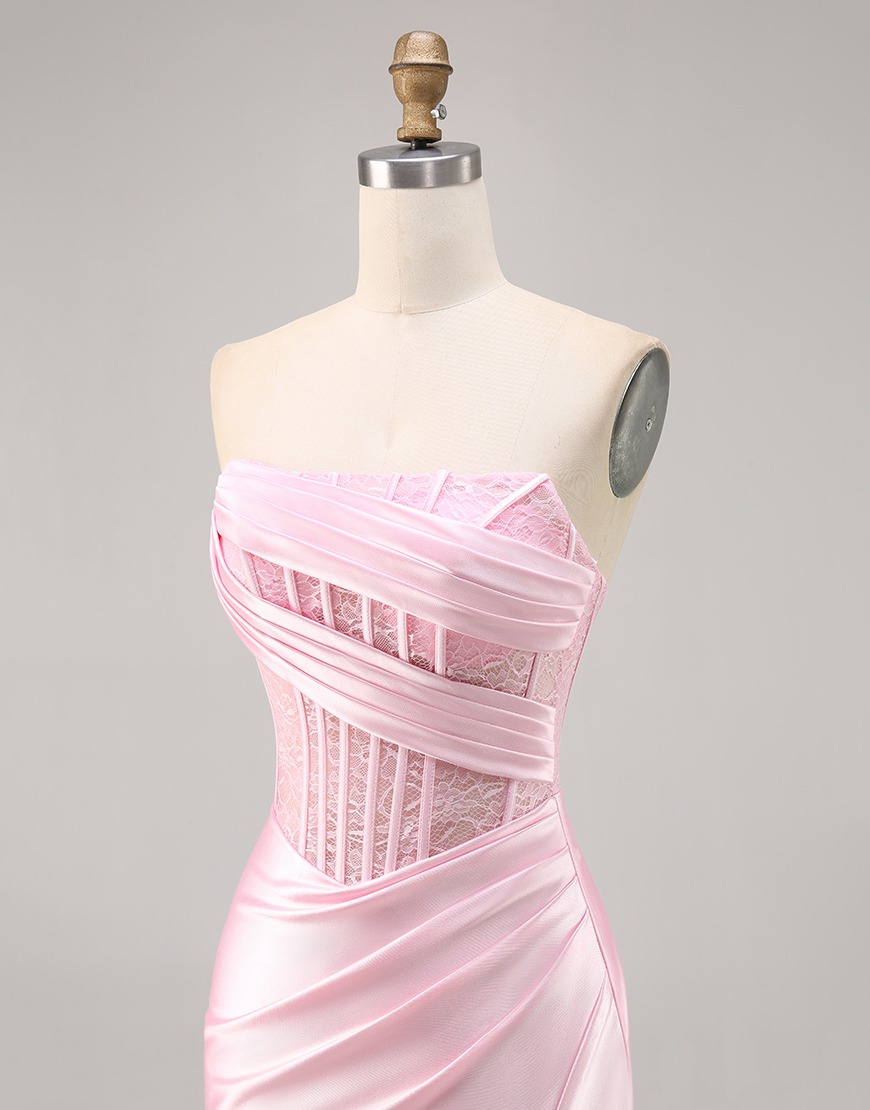 Black Corset Satin Short Tight Strapless Homecoming Dress