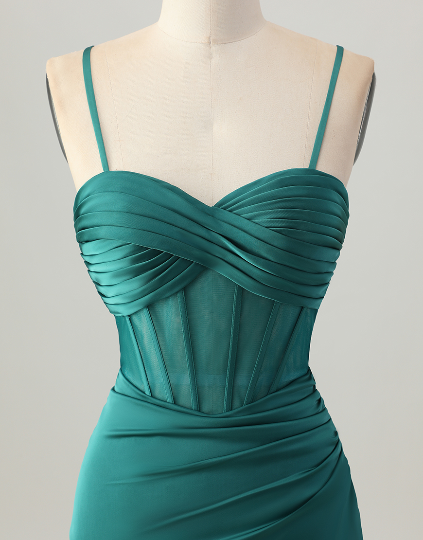 Dark Green Satin Corset Tight Short Homecoming Dress