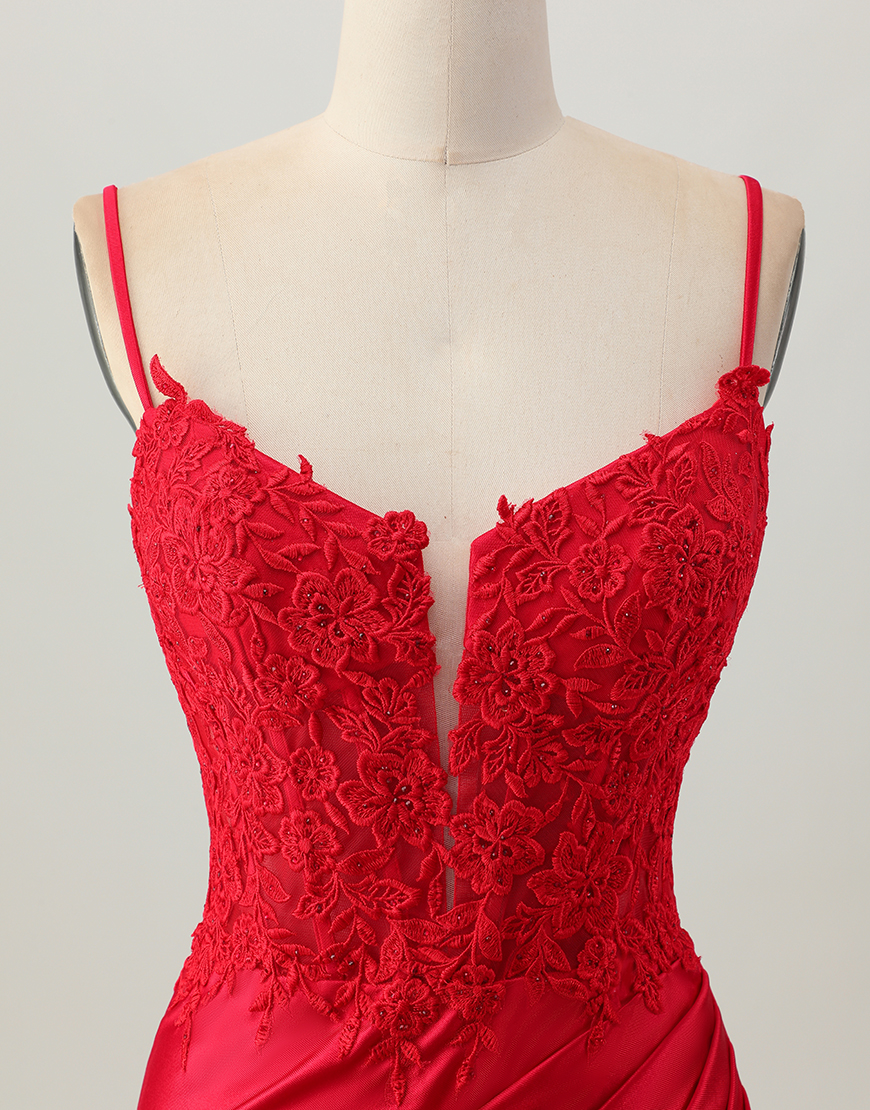 Dark Red Corset Short Satin Tight Homecoming Dress with Lace