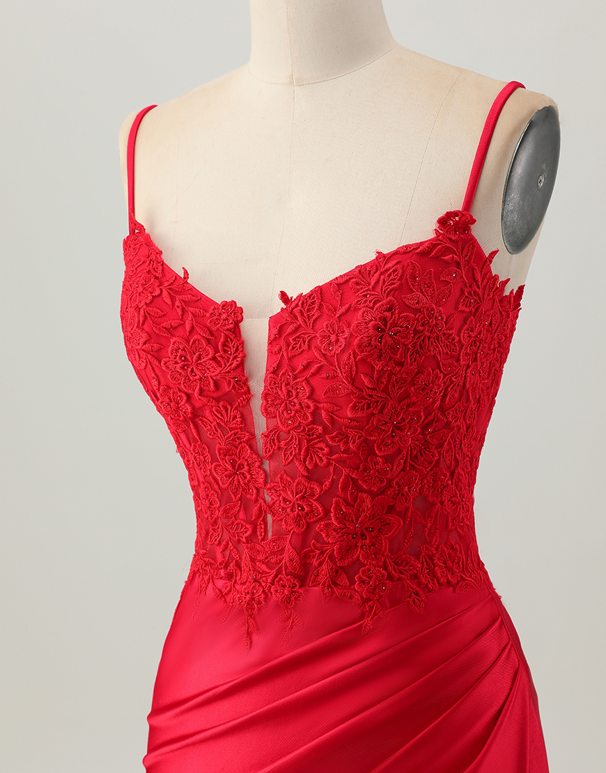 Dark Red Corset Short Satin Tight Homecoming Dress with Lace