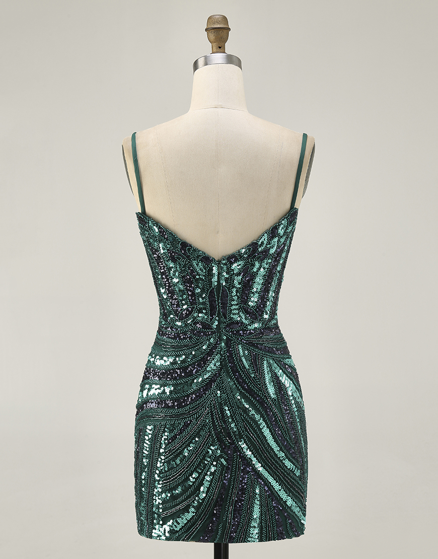 Sparkly Purple Sequin Strapless Bodycon Short Homecoming Dress