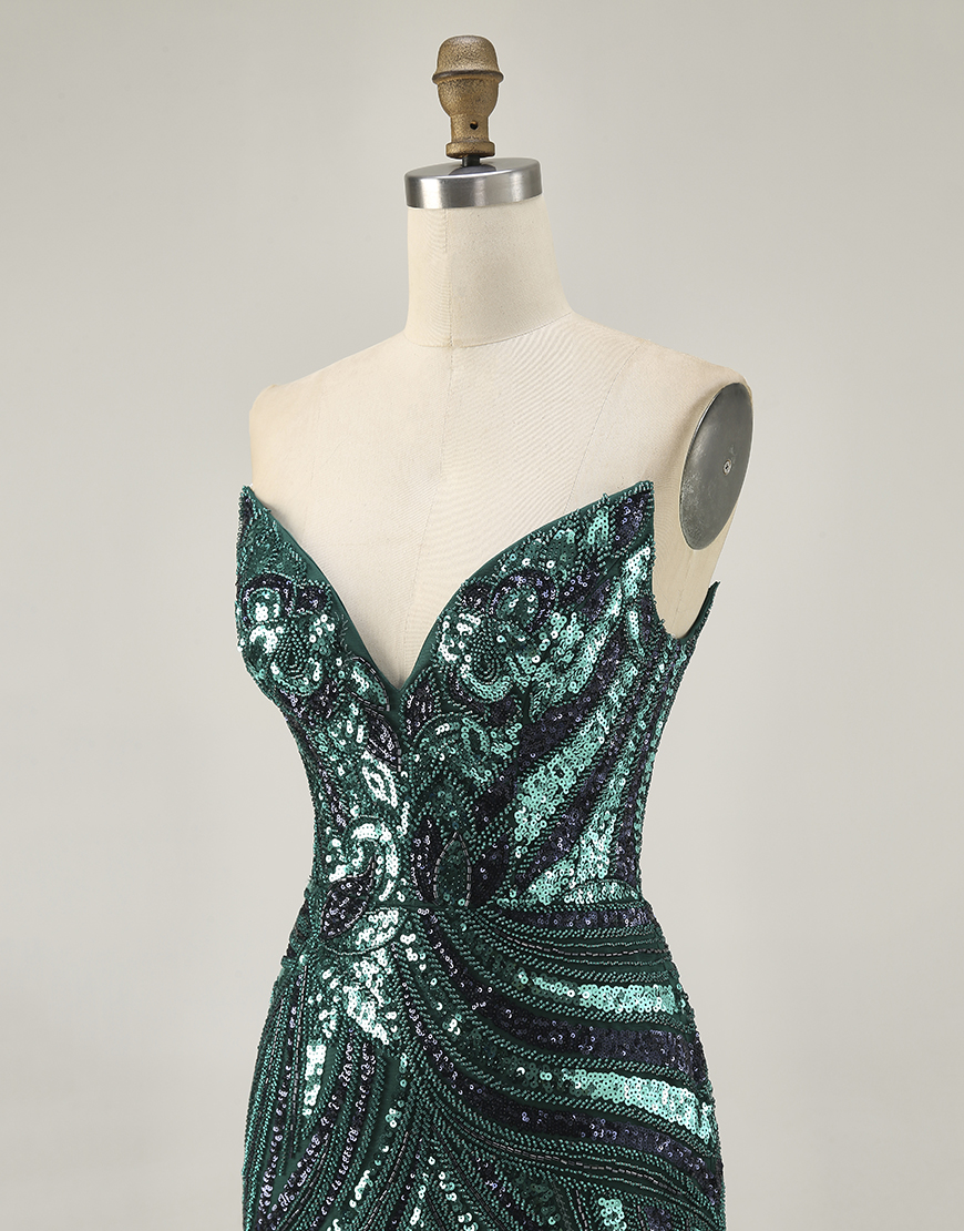 Sparkly Purple Sequin Strapless Bodycon Short Homecoming Dress