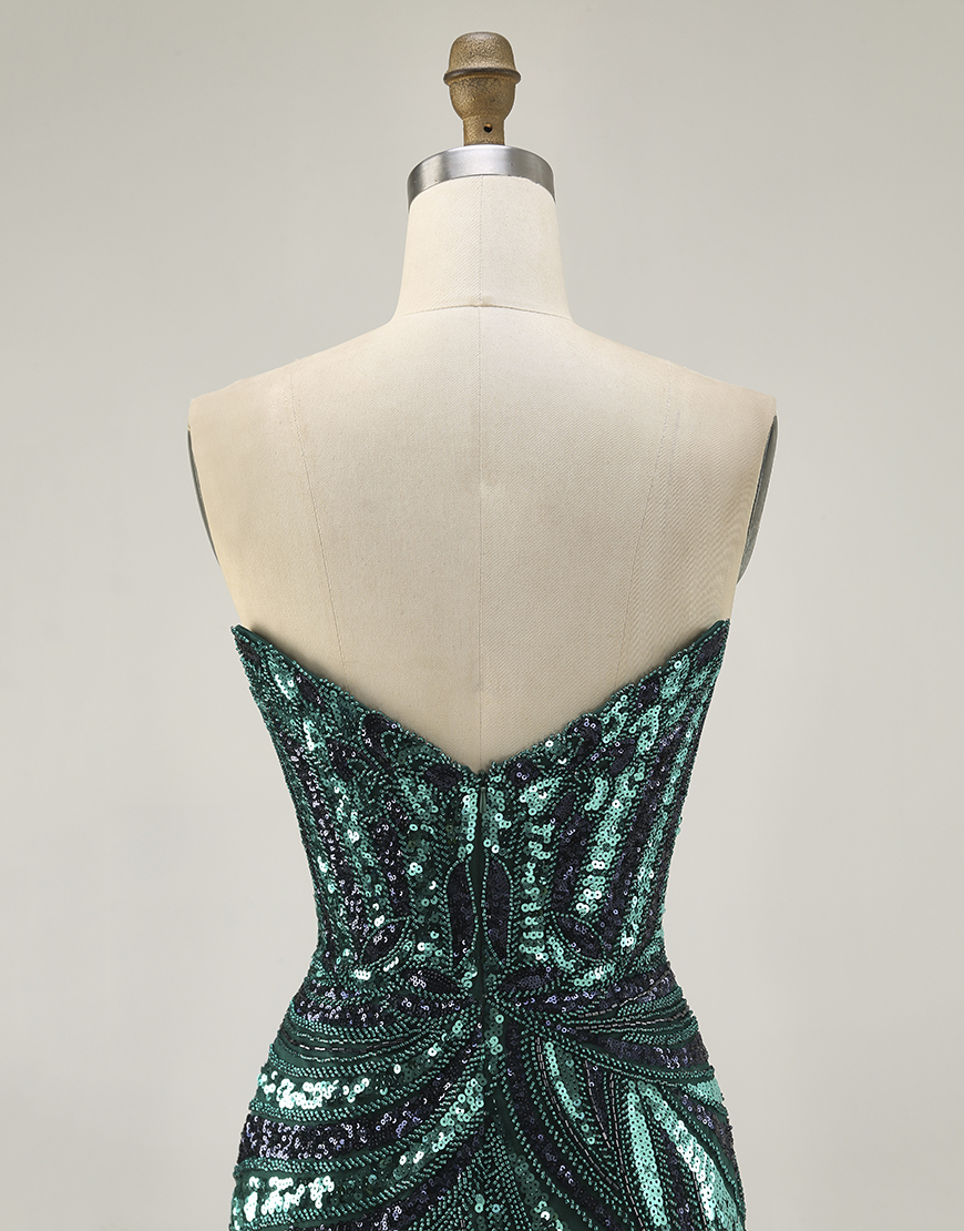 Sparkly Purple Sequin Strapless Bodycon Short Homecoming Dress