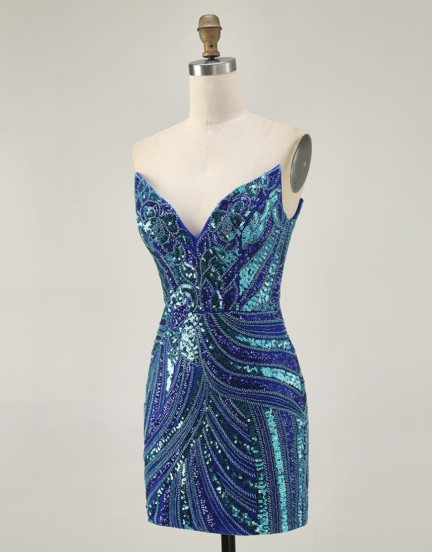 Sparkly Purple Sequins Tight Short Homecoming Dress