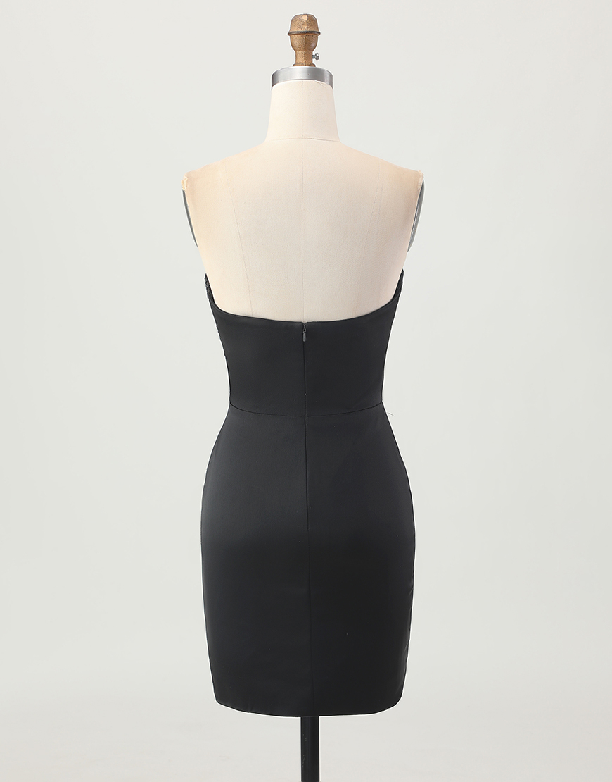 Sparkly Black Sweetheart Short Corset Homecoming Dress with Sequins