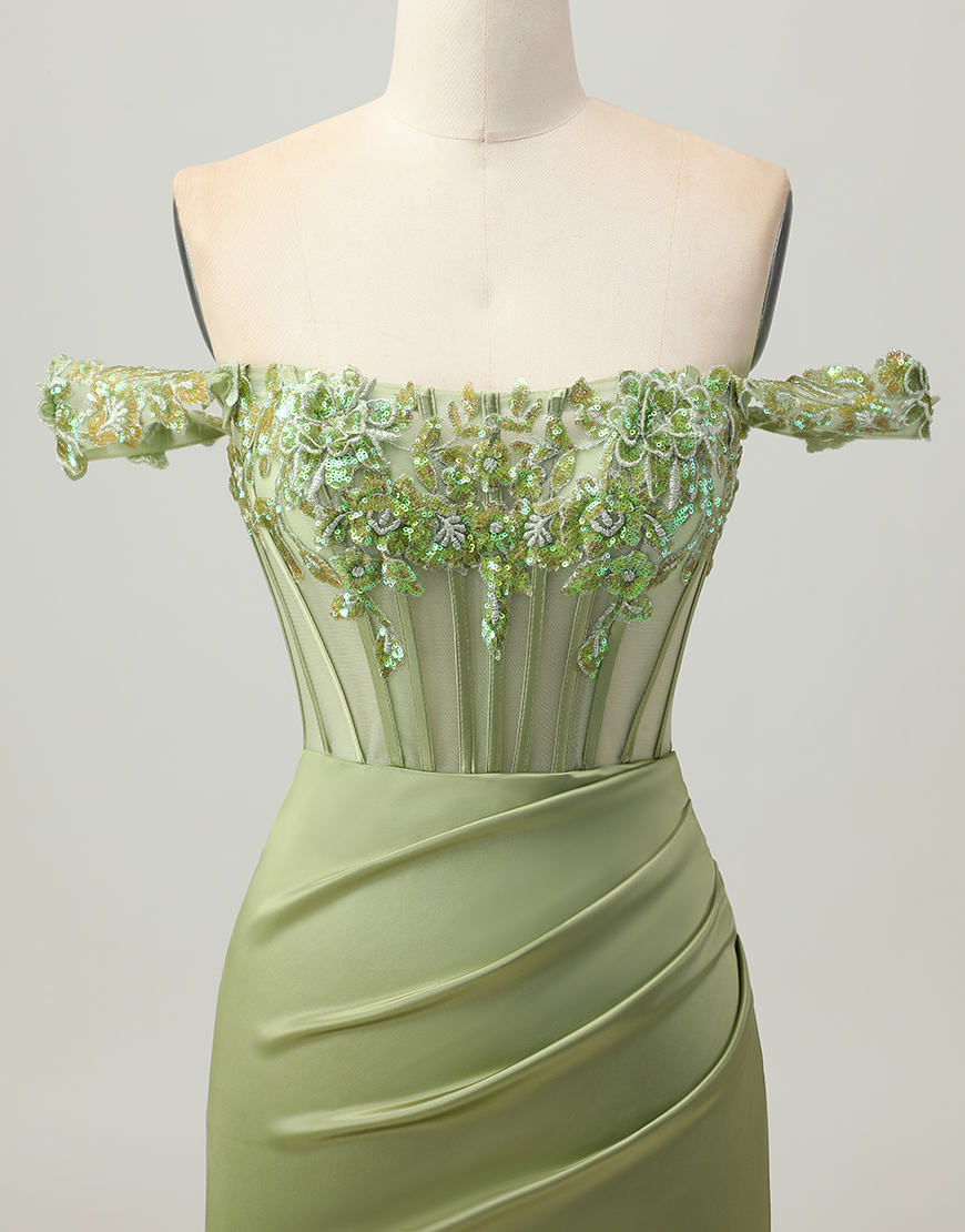 Sparkly Green Corset Tight Short Homecoming Dress with Sequins