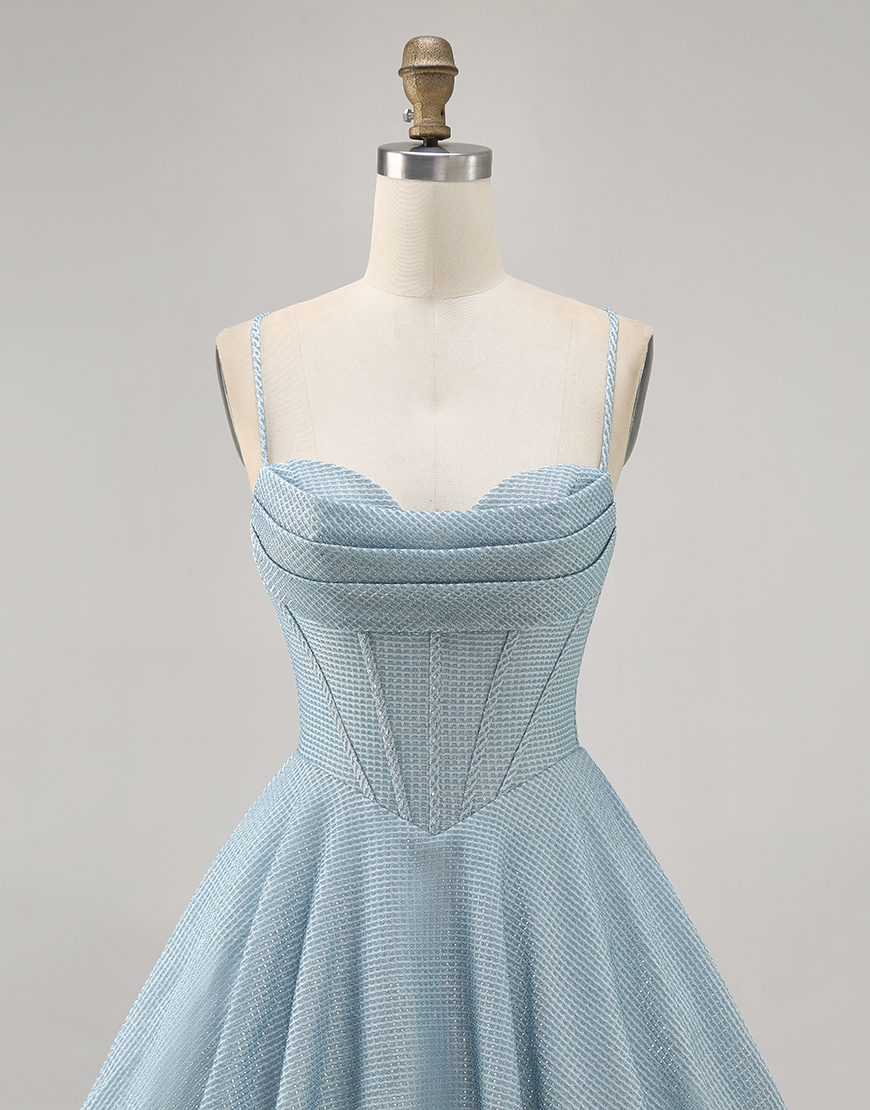 Grey Blue A Line Short Corset Homecoming Dress