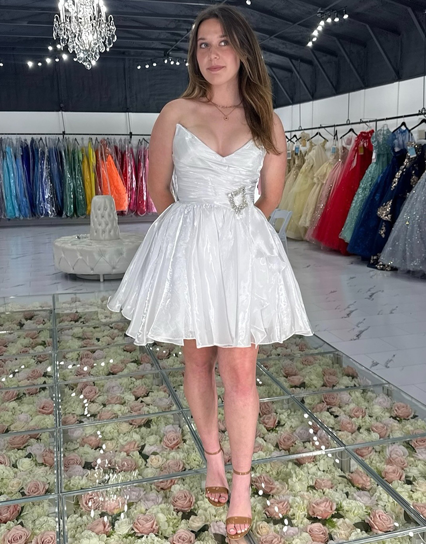 Sparkly Royal Blue Beaded A Line Short Homecoming Dress with Ruffles