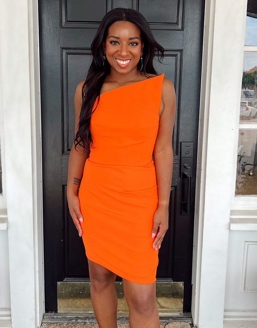 Simple Orange Satin Short Tight Strapless Homecoming Dress