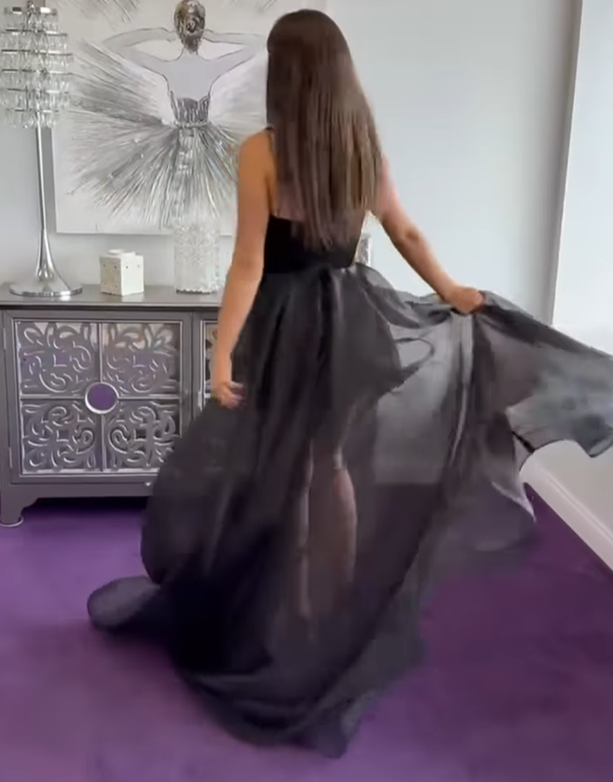 Black Satin Spaghetti Straps Tight Short Corset Homecoming Dress with Side Cape