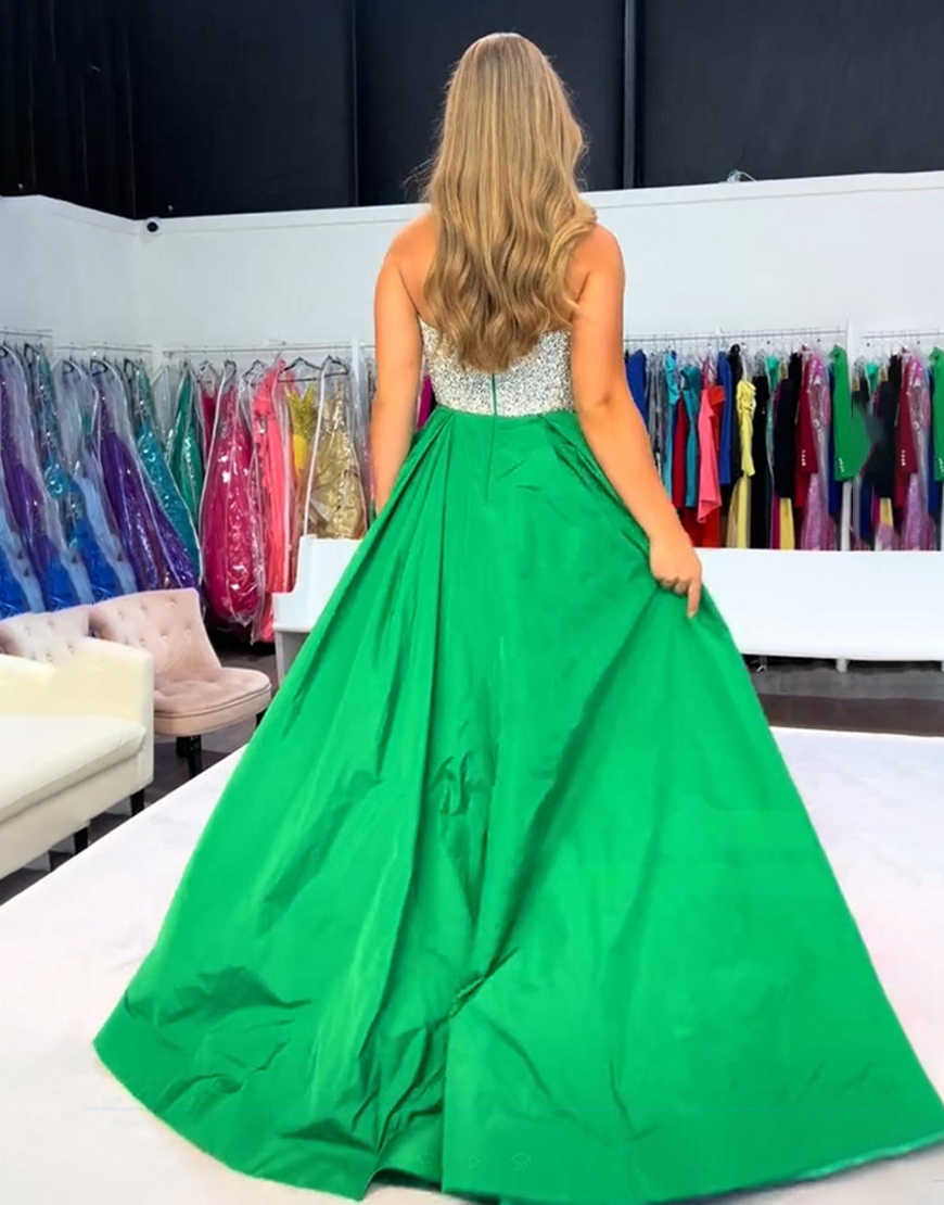 Sparkly Royal Blue Sweetheart A-Line Satin Long Prom Dress with Beading