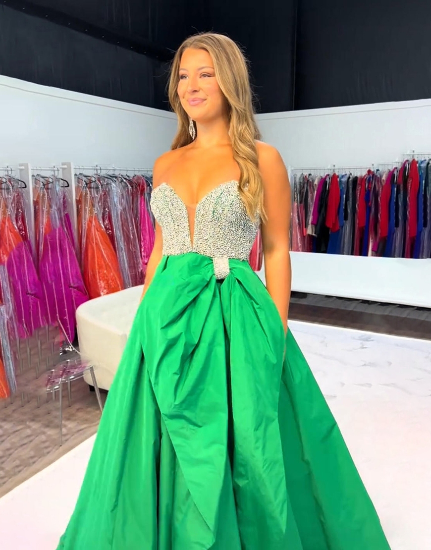 Sparkly Royal Blue Sweetheart A-Line Satin Long Prom Dress with Beading