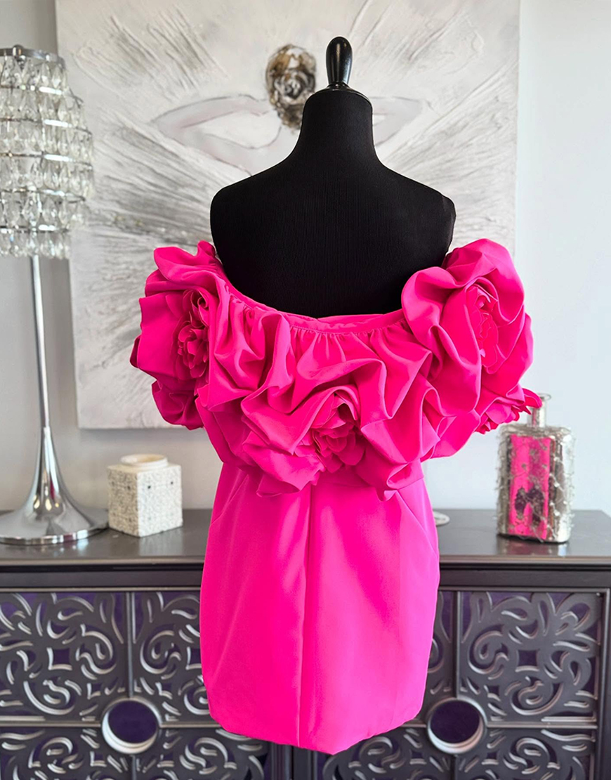Chic Fuchsia Short Tight Homecoming Dress with Ruffles