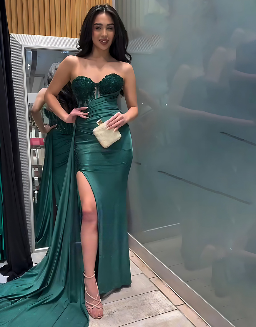 Sparkly Black Mermaid Sweetheart Long Corset Prom Dress with Beading