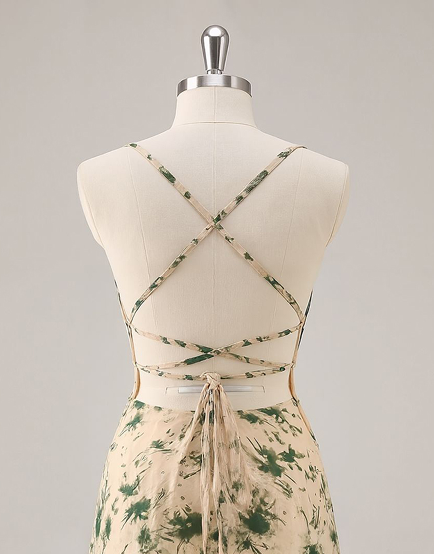 Champagne Floral Ruched A-Line Short Homecoming Dress 