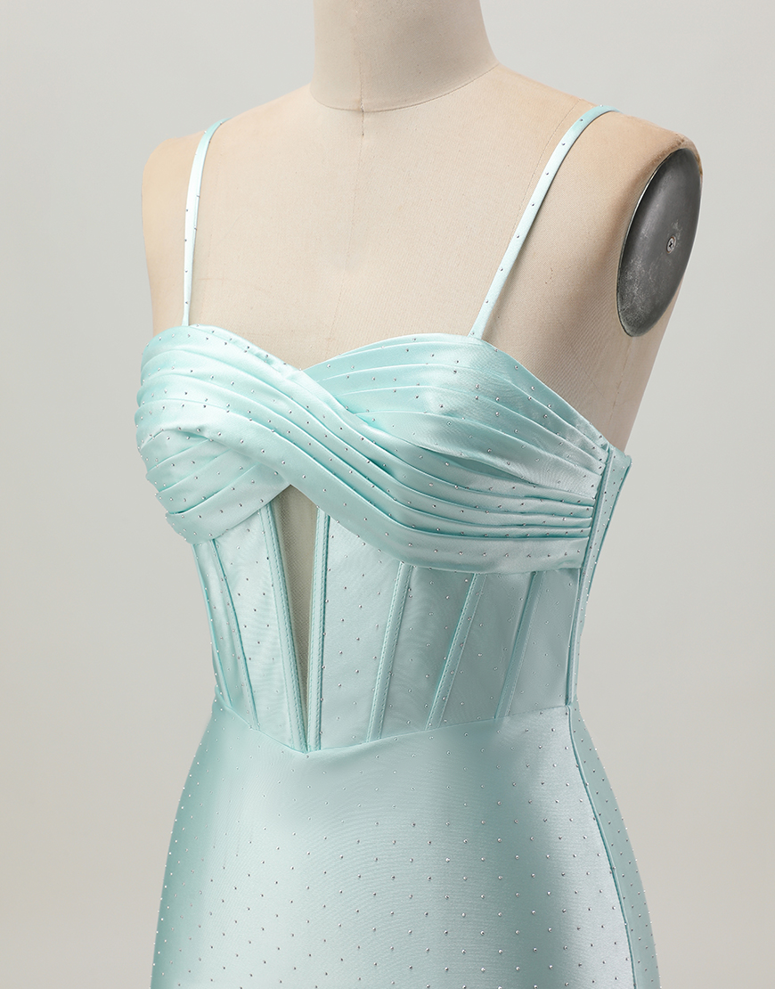 Sparkly Light Green Corset Stain Beading Short Homecoming Dress