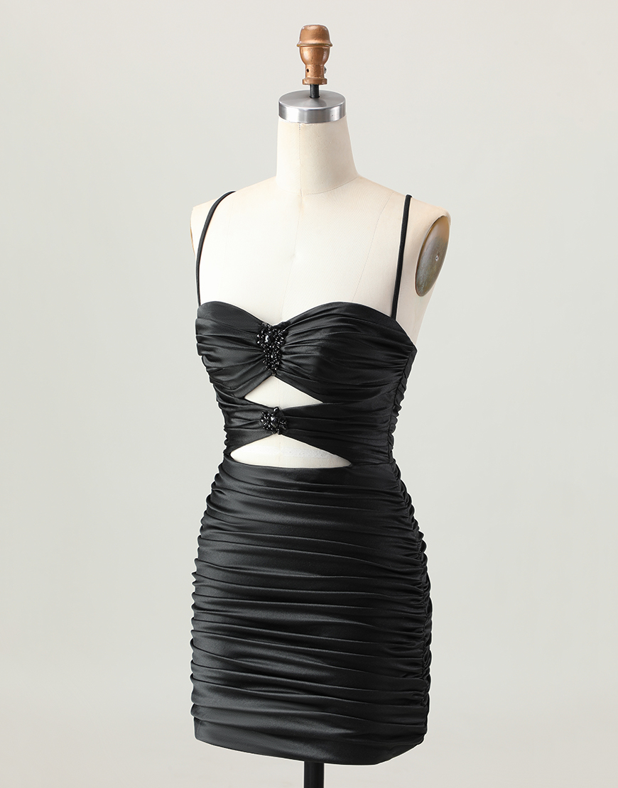 Sparkly Red Tight Cut Out Short Homecoming Dress with Rhinestone