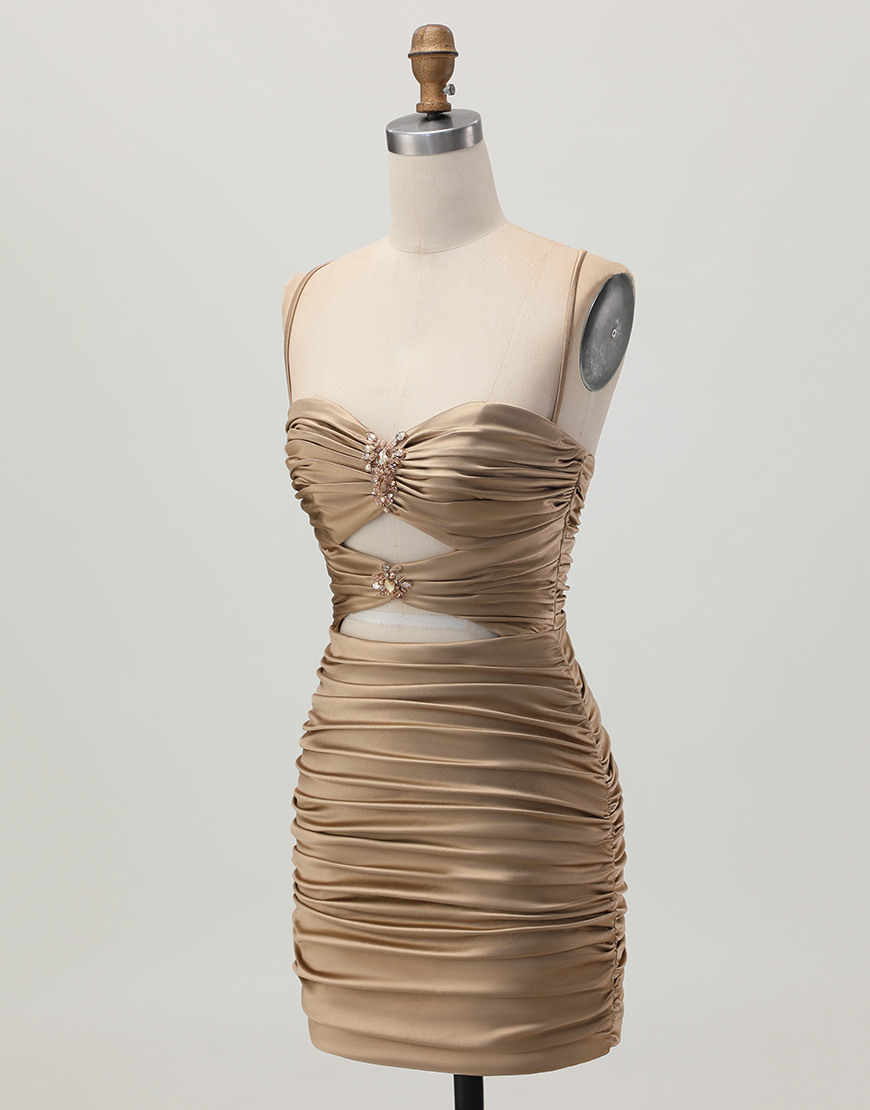 Sparkly Red Tight Cut Out Short Homecoming Dress with Rhinestone