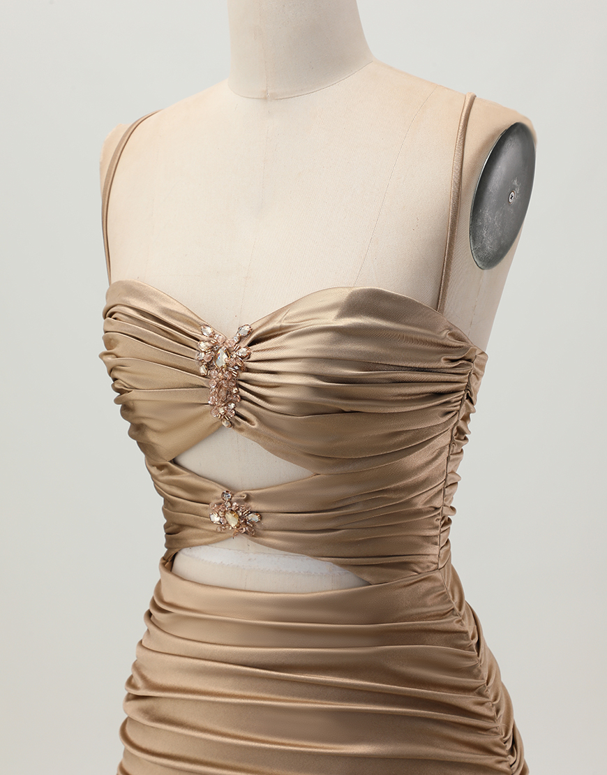 Sparkly Red Tight Cut Out Short Homecoming Dress with Rhinestone