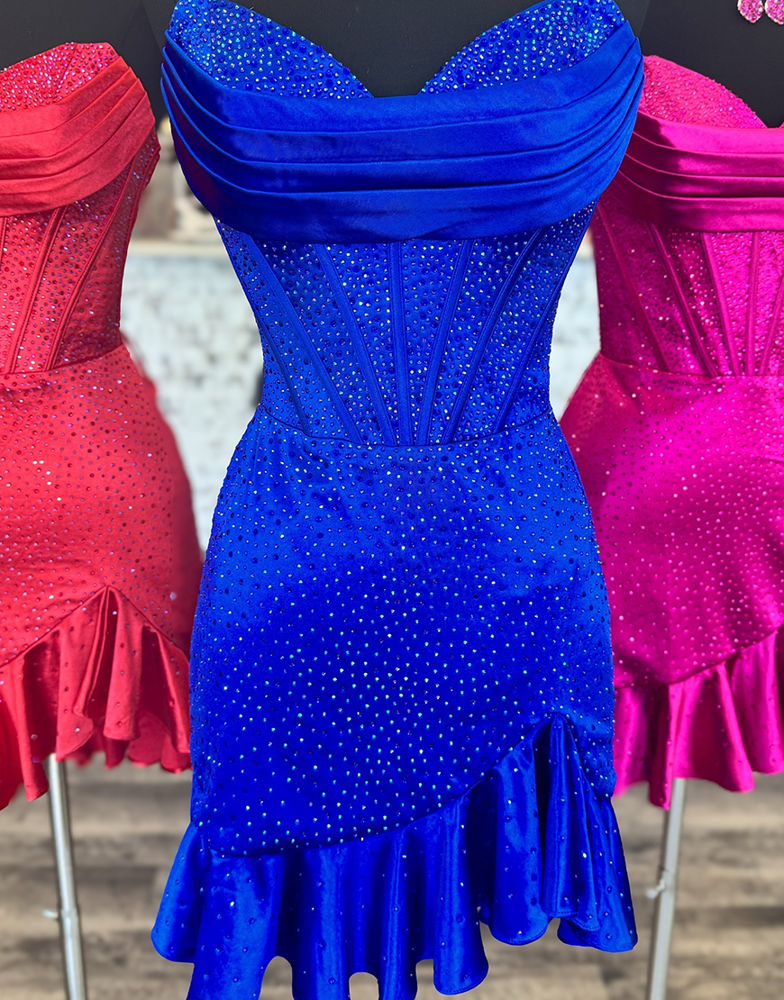 Sparkly Black Short Sweetheart Beaded Corset Homecoming Dress with Ruffles