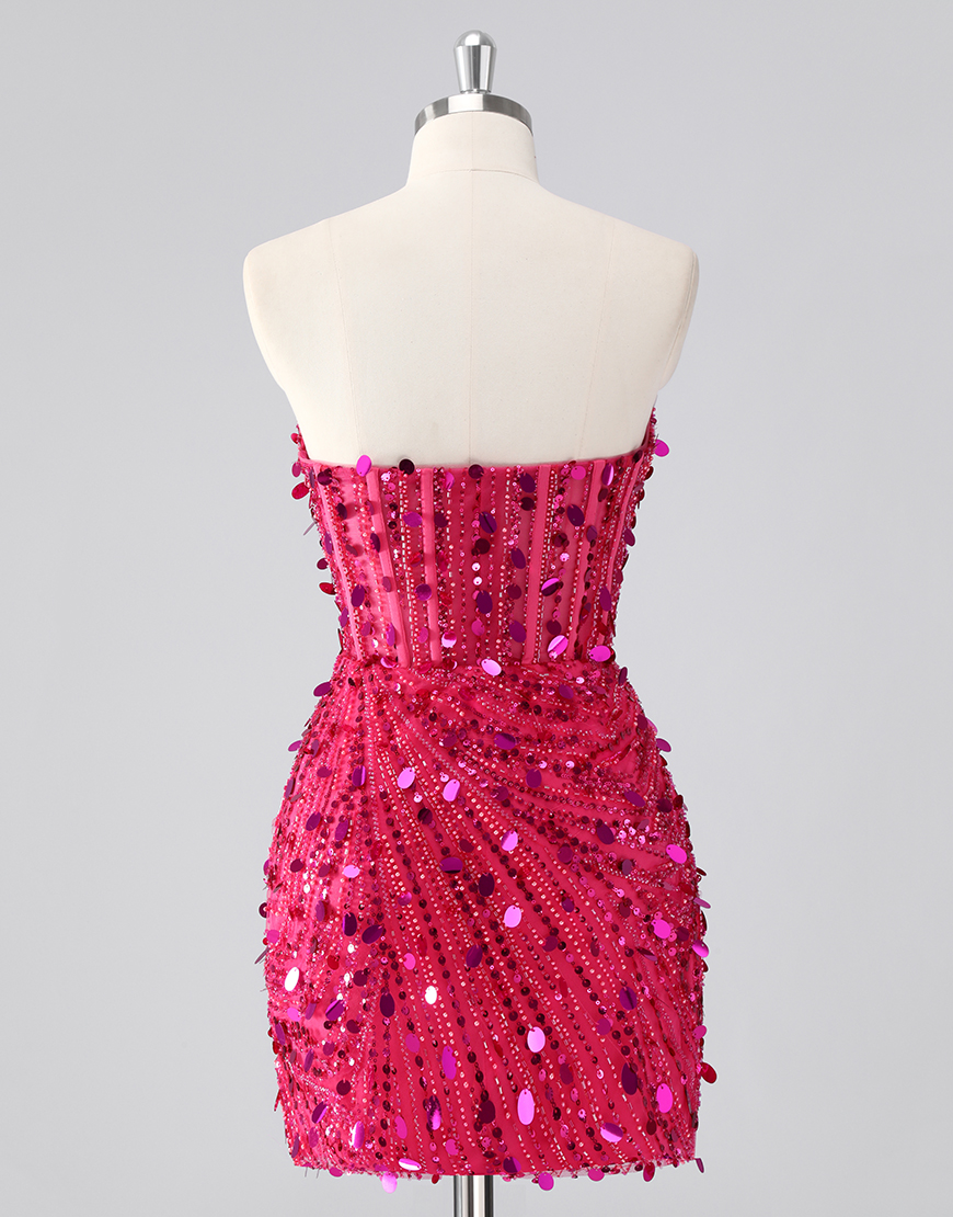 Sparkly Gold Sequin Tight Sweetheart Short Corset Homecoming Dress