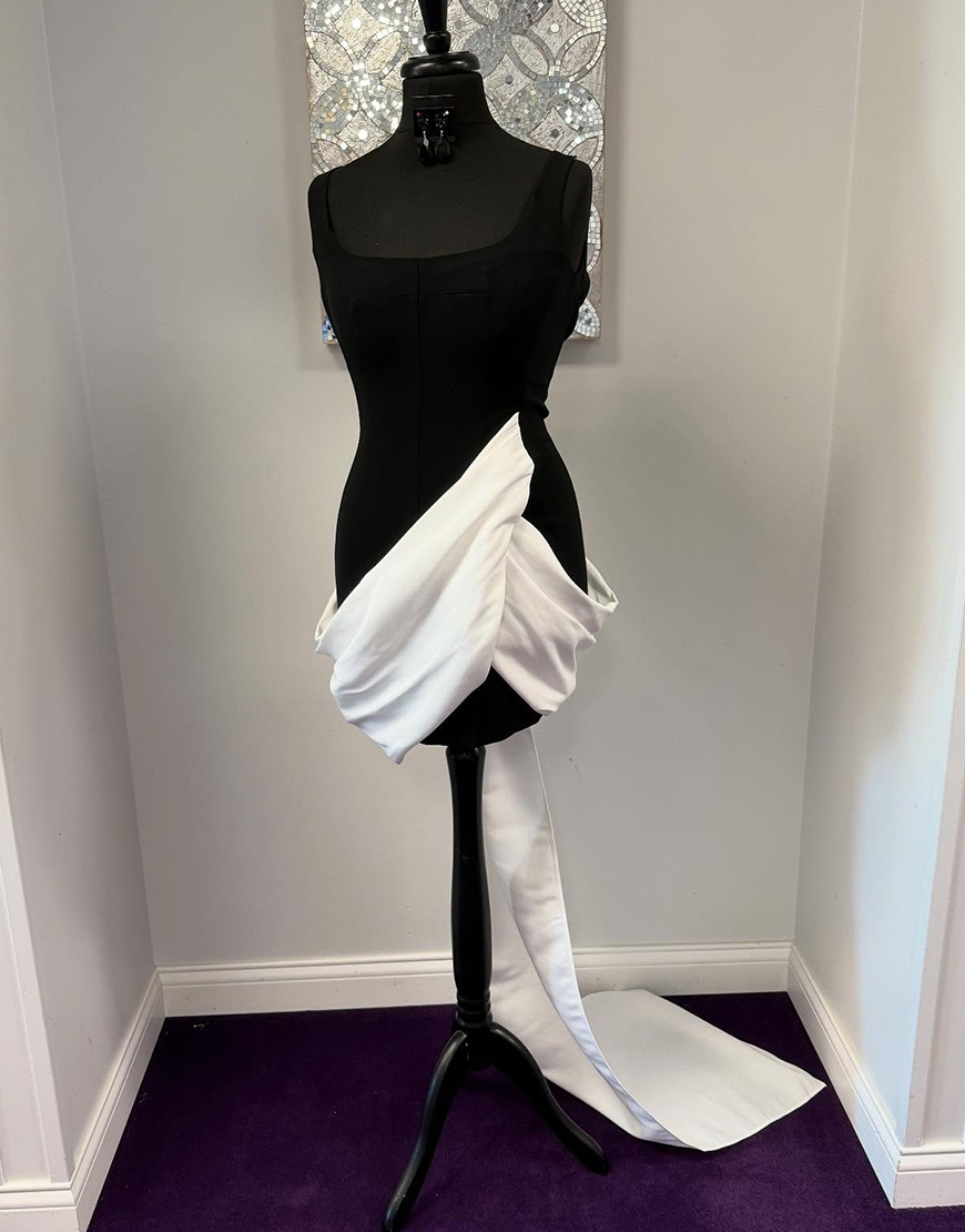 Black Short Square Neck Satin Tight Homecoming Dress with Cape