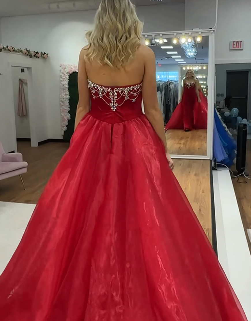 Sparkly White Mermaid Strapless Satin Long Prom Dress with Beading