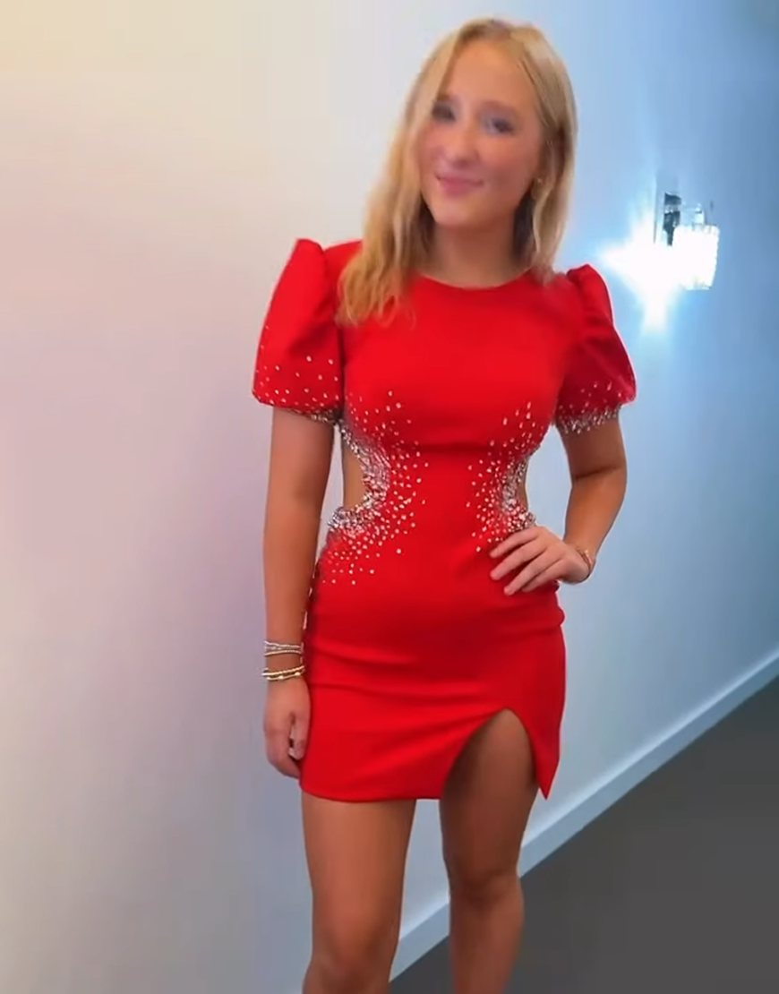 Sparkly Black Open Back Beaded Short Tight Homecoming Dress with Slit