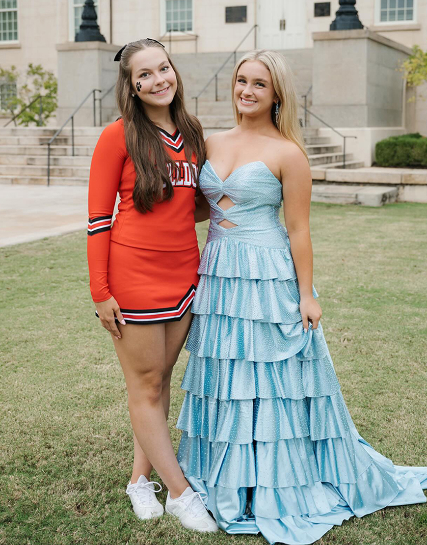 Sparkly Yellow A-Line Satin Sweetheart Ruffled Cut-Out Long Prom Dress with Beading