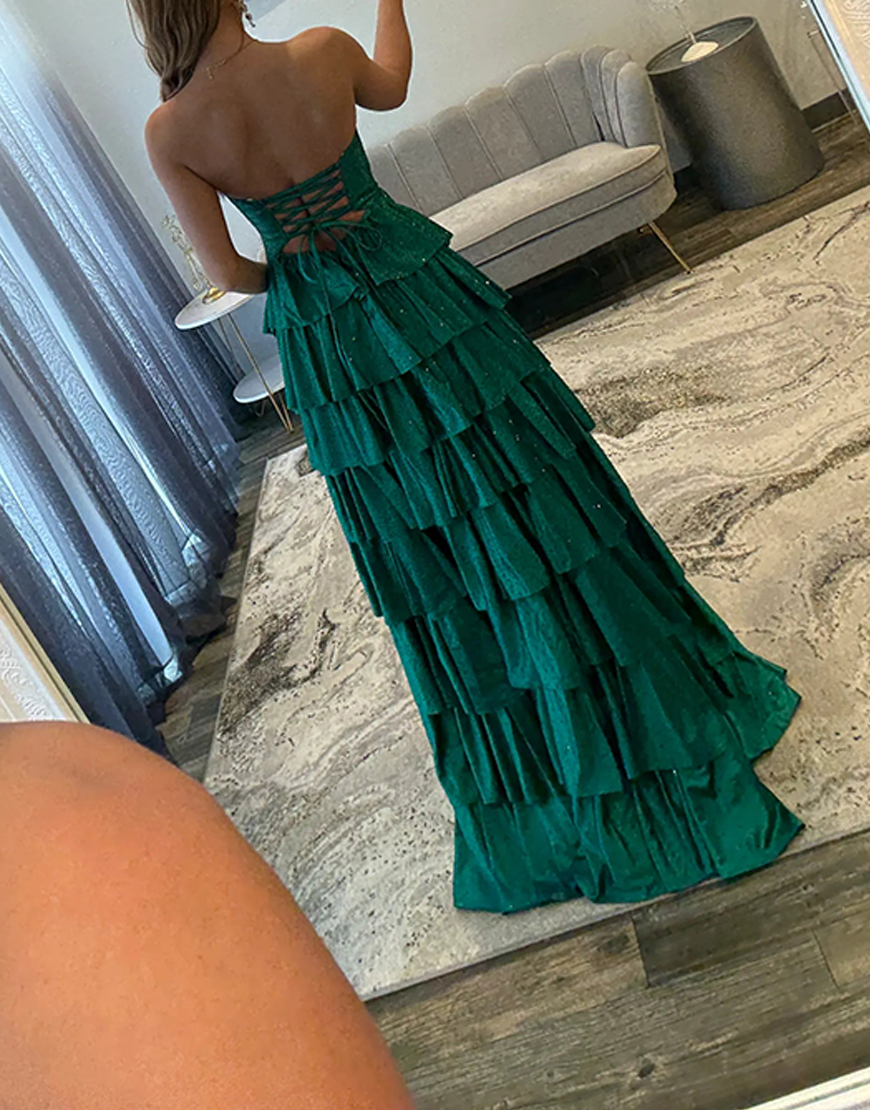 Sparkly Yellow A-Line Satin Sweetheart Ruffled Cut-Out Long Prom Dress with Beading