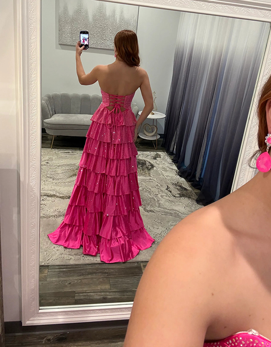 Sparkly Yellow A-Line Satin Sweetheart Ruffled Cut-Out Long Prom Dress with Beading