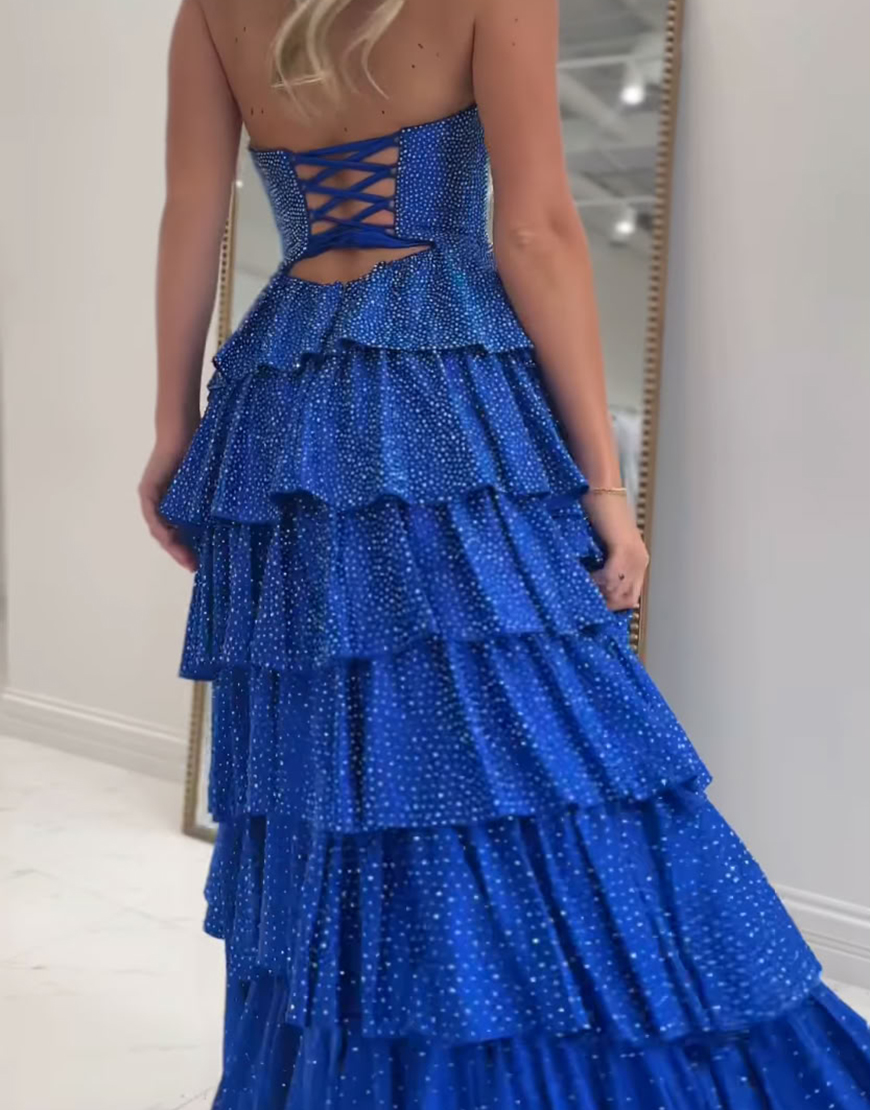 Sparkly Yellow A-Line Satin Sweetheart Ruffled Cut-Out Long Prom Dress with Beading