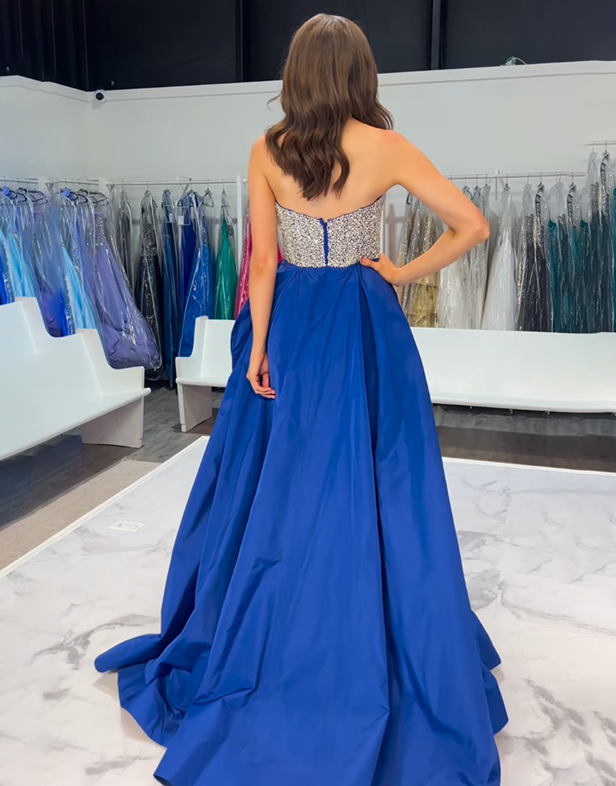 Sparkly White Sweetheart Corset Long Pageant Dress with Bow