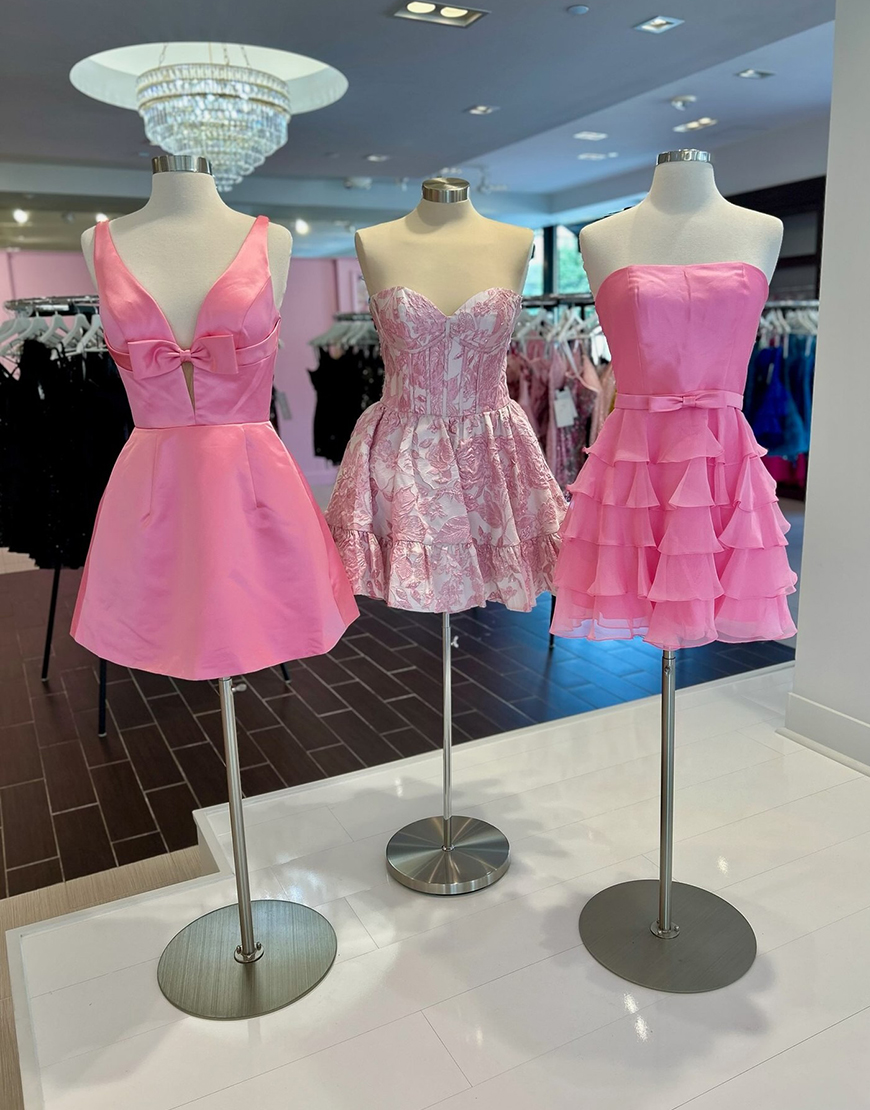 Red V-Neck A-Line Short Satin Homecoming Dress with Bow