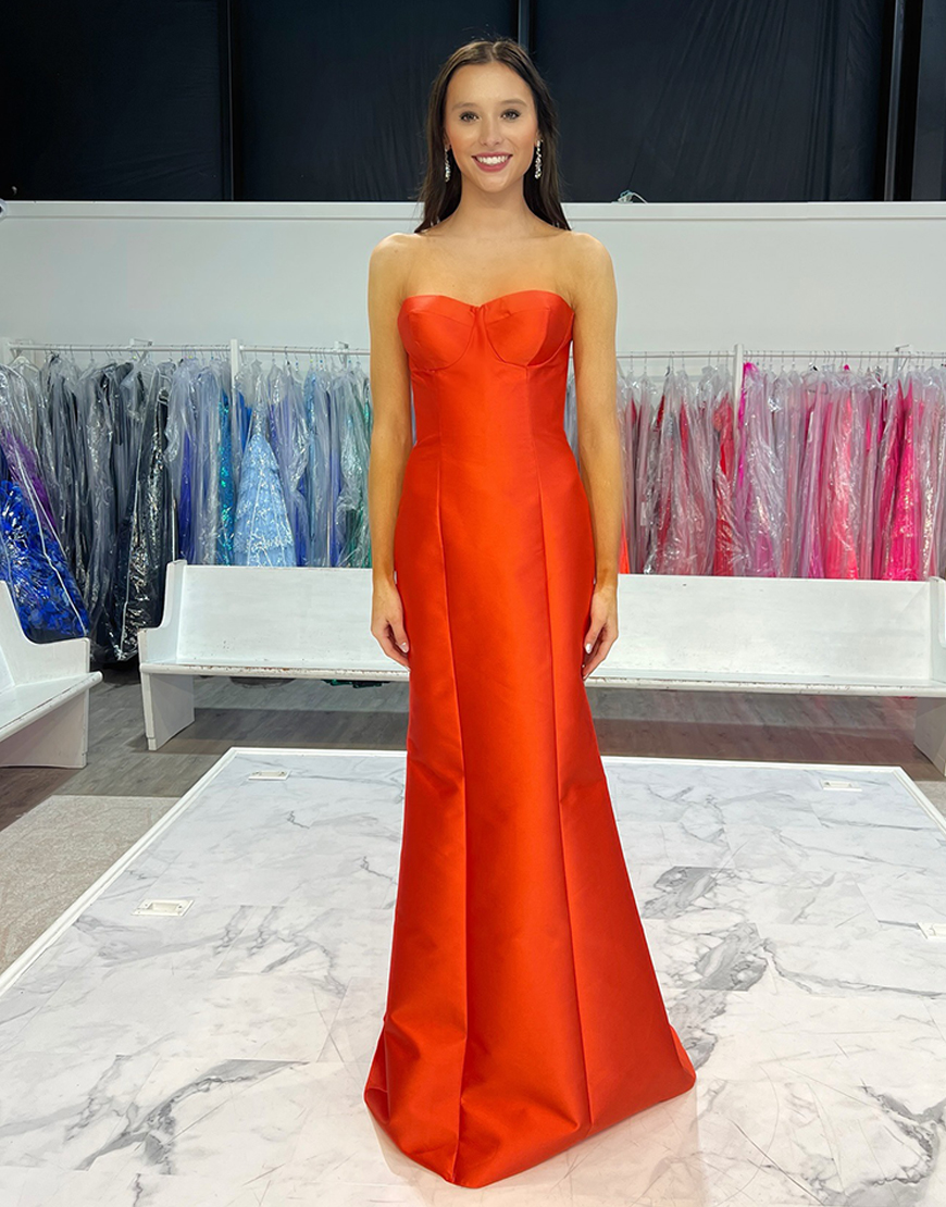 Red Strapless Detachable Cape Long Satin Prom Dress with 3D Flowers