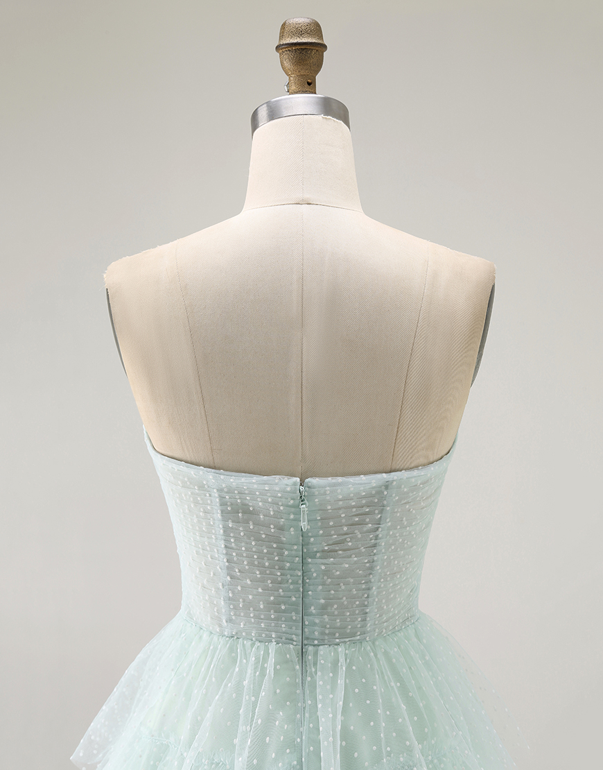 Light Green Sweetheart Long Tiered Prom Dress with Slit