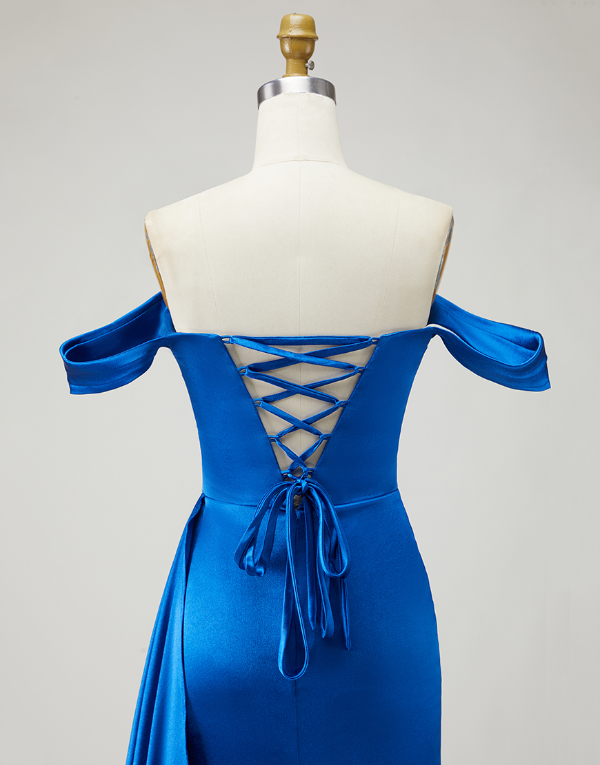 Sparkly Royal Blue Long Mermaid Prom Dress with Slit