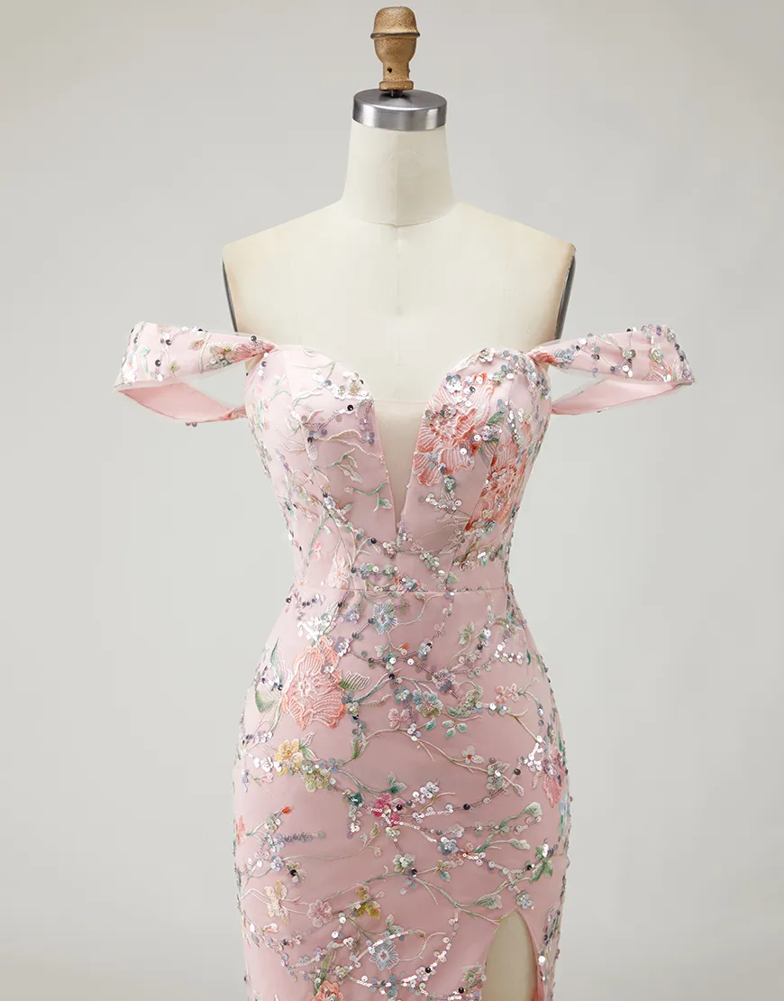 Floral Yellow Long Mermaid Prom Dress with Embroidery