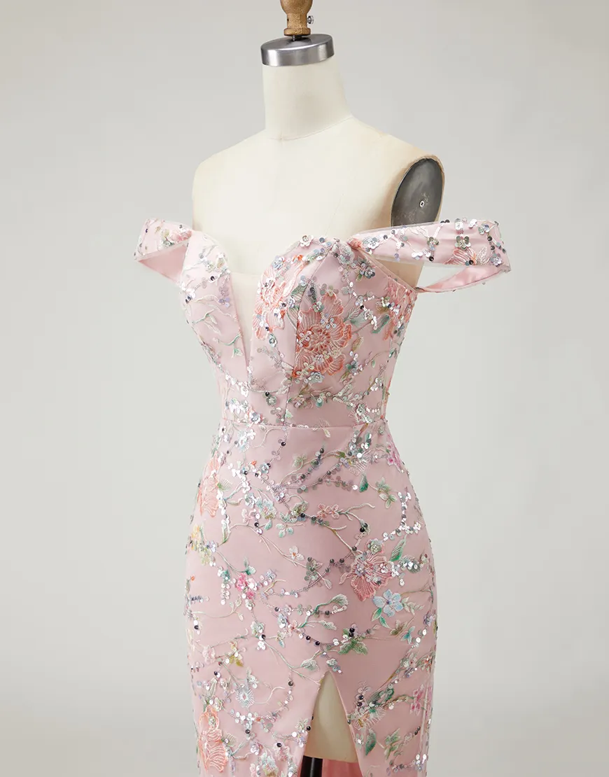 Floral Yellow Long Mermaid Prom Dress with Embroidery