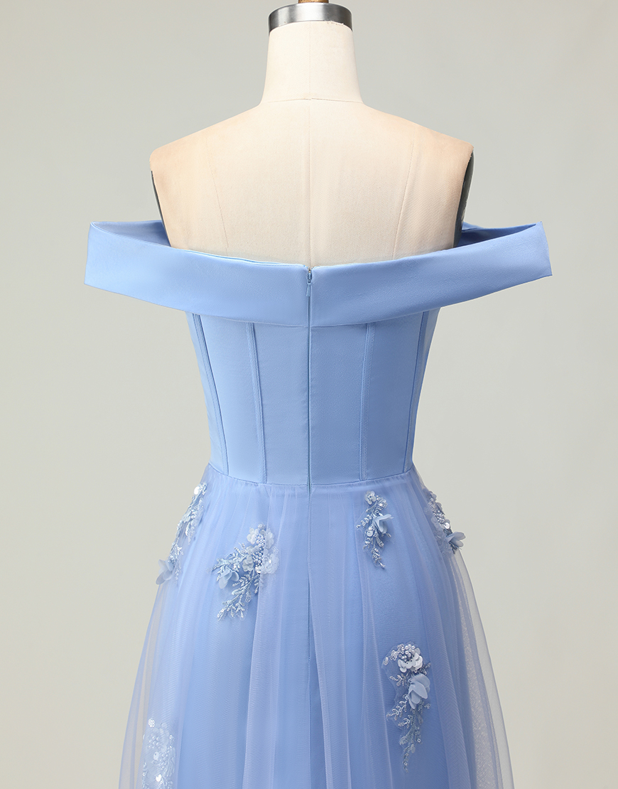 Champagne Off the Shoulder Mermaid Long Prom Dress with Appliques