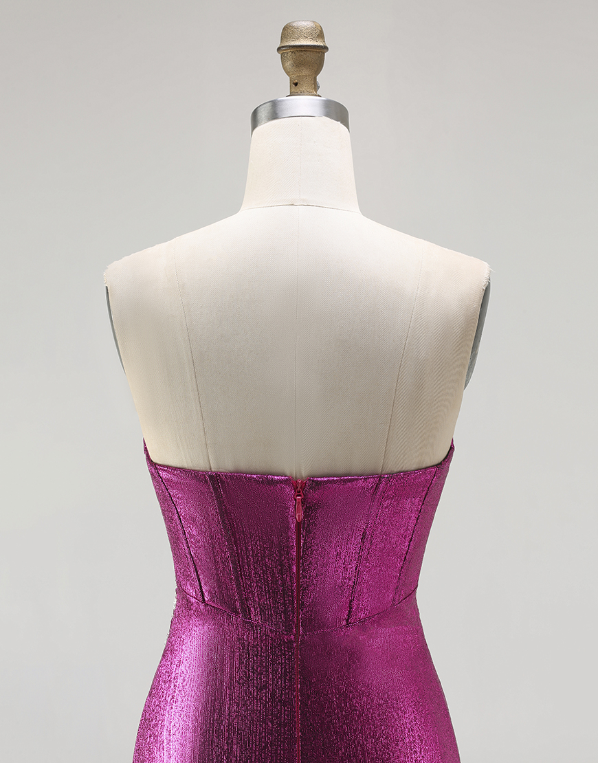 Sparkly Fuchsia Mermaid Beaded Corset Long Prom Dress