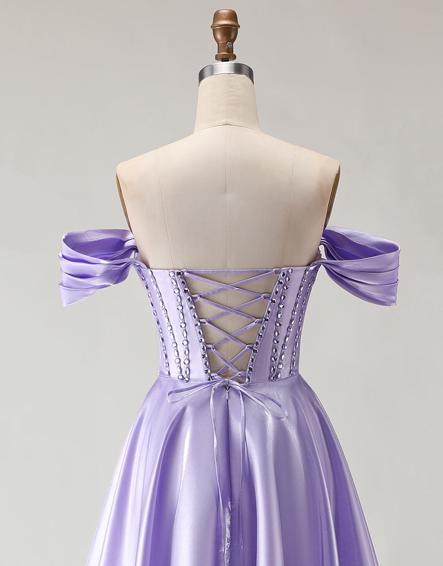 Sparkly Dark Green Beaded Long Corset A Line Prom Dress with Slit