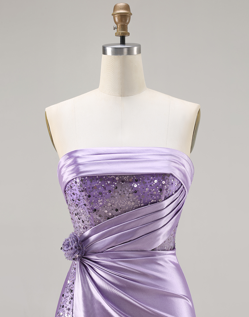 Sparkly Blue Corset Beaded Mermaid Satin Long Prom Dress with Slit