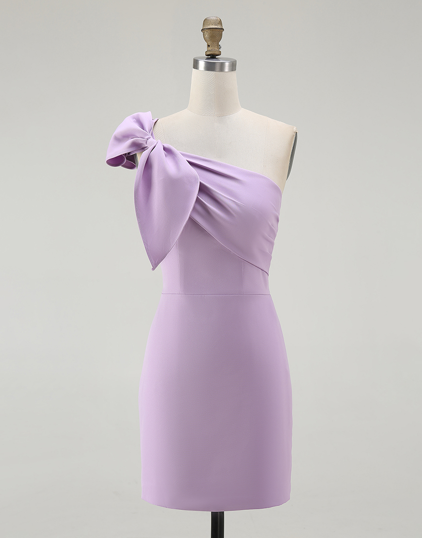 Ivory Satin One Shoulder Short Tight Homecoming Dress with Ruffles