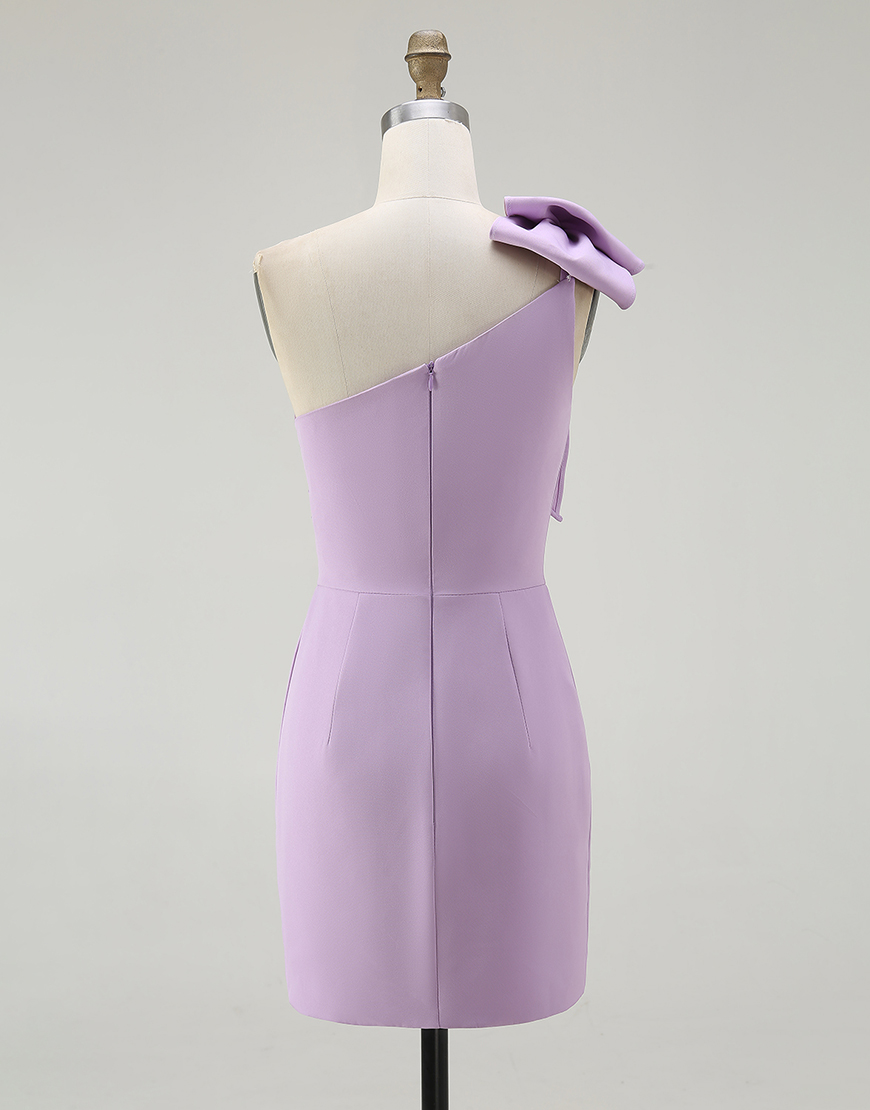 Ivory Satin One Shoulder Short Tight Homecoming Dress with Ruffles